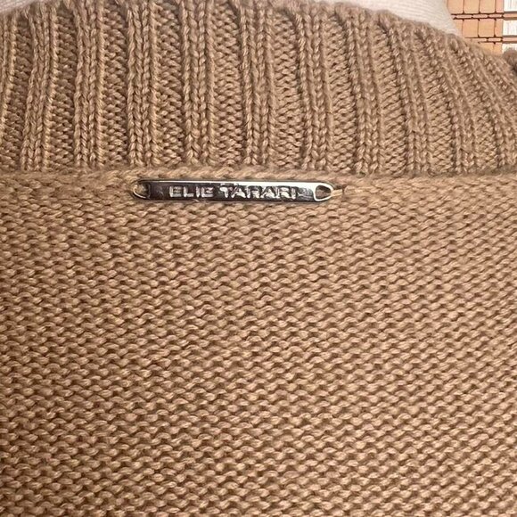 Tan Ellie Tahari merino wool button up cardigan - Picture 3 of 4